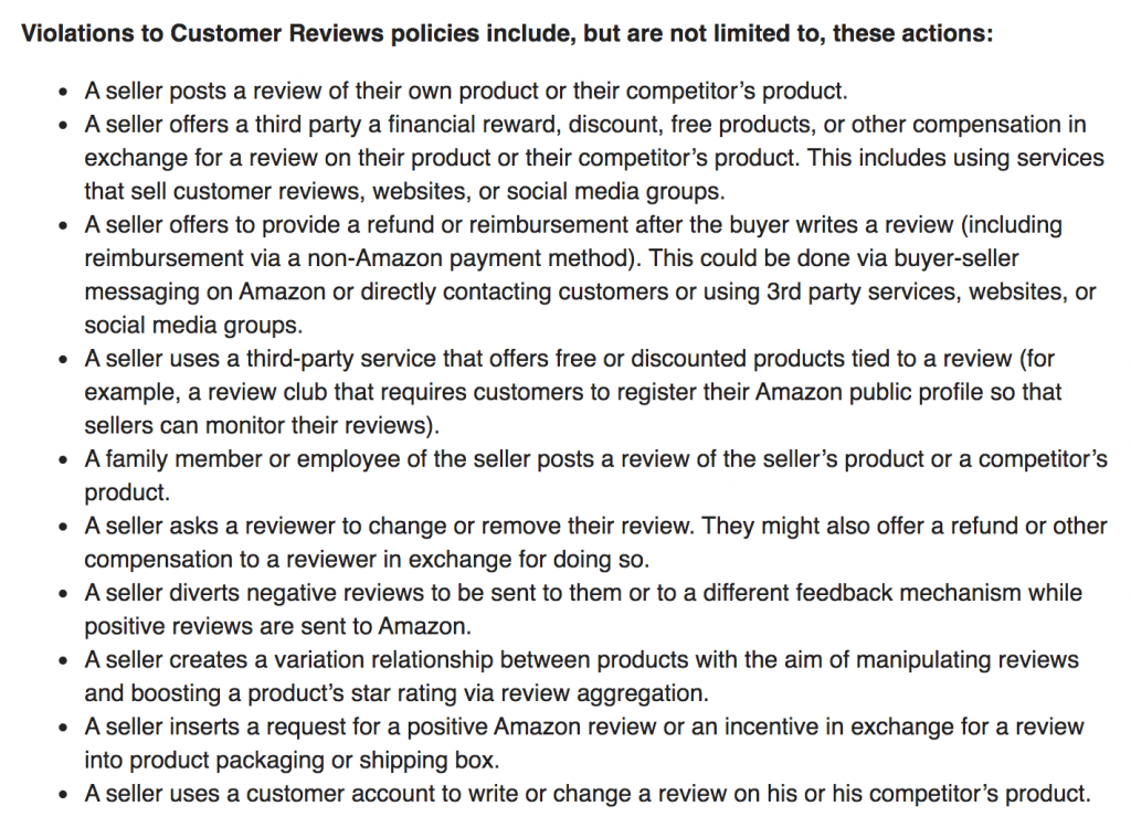Amazon customer review policies