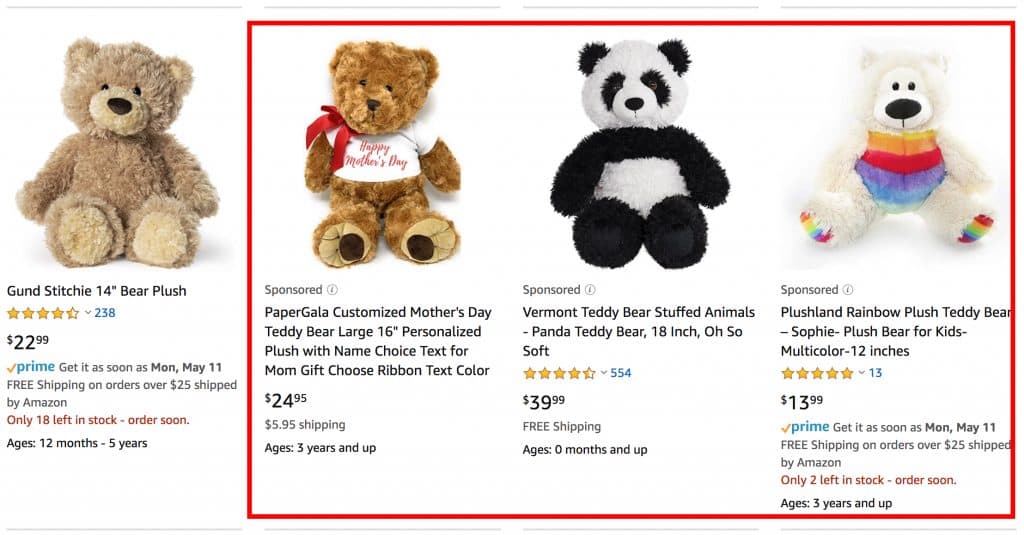 amazon sponsored product ads middle of search results