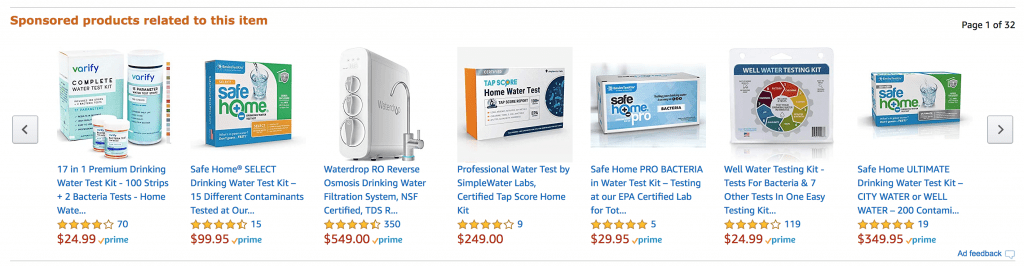 Sponsored Product related items ads