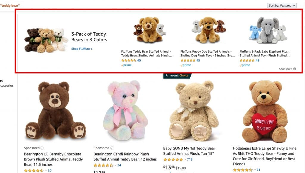 Sponsored Brand Ad Placement Top of Search Results